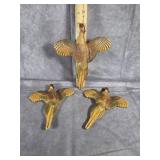 THREE FLYING PHEASANT WALL HANGINGS