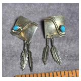 NATIVE AMERICAN TURQUOISE STERLING EARRINGS