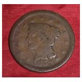 1852 BRAIDED HAIR LARGE CENT COIN