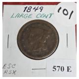 1849 BRAIDED HAIR LARGE CENT COIN
