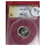 1987-D JEFFERSON NICKLE MS 65 6 STEPS