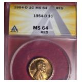 1954-D LINCOLN PENNY MS 64 RED
