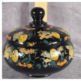 BLACK AMETHYST GLASS COVERED DISH