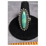 JANE POPOVICH TURQUOISE STERLING SILVER RING