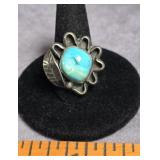 NATIVE AMERICAN TURQUOISE STERLING SILVER RING