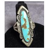 VTG. NAVAJO TURQUOISE STERLING SILVER RING
