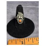 STERLING SILVER SHADOWBOX CORAL BEAR CLAW RING