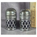 VTG. COBALT BLUE & METAL SALT & PEPPER SHAKERS