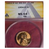 1954-D LINCOLN WHEAT CENT MS 64 RB