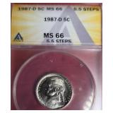 1987-D JEFFERSON NICKLE MS 66 5.5 STEPS