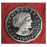 1980-S SUSAN B. ANTHONY DOLLAR PRF-UNC 1980-S SUSAN B. ANTHONY DOLLAR PRF-UNC