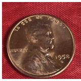 1958-D LINCOLN WHEAT PENNY MS-UNC 1958-D LINCOLN WHEAT PENNY MS-UNC
