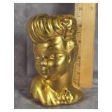 GLAMOUR GIRL GOLD FINISH HEAD VASE 5" TALL