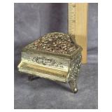 VTG. SANKYO SILVER PLATED FILIGREE PIANO MUSIC BOX