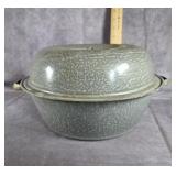 VINTAGE GRAY ENAMEL GRANITE ROASTER