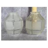 PAIR OF ART DECO FROSTED GLASS LAMP SHADES 8 SIDES