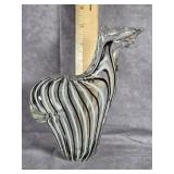ZEBRA ART GLASS PAPERWEIGHT HAND BLOWN 7" TALL