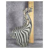 ZEBRA ART GLASS PAPERWEIGHT HAND BLOWN 8.5" TALL