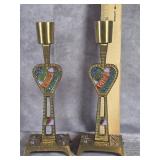 1969 TERRA SANCTA GUILD BRASS CANDLESTICK HOLDERS