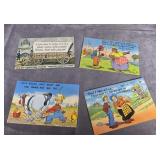 FOUR HUMORROUS CARTOON POSTCARDS