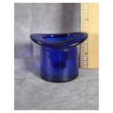 COBALT BLUE GLASS TOP HAT TOOTHPICK HOLDER