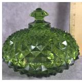 WESTMORELAND GREEN SAWTOOTH DIAMOND COMPOTE
