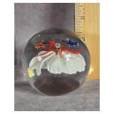 MURANO STYLE BUTTERFLIES & FLOWERS PAPERWEIGHT