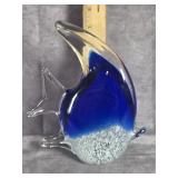 7" COBALT BLUE & WHITE FISH PAPERWEIGHT