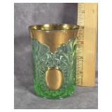 SET OF 6 TOKYO PATTERN GREEN OPALESCENT GLASSES