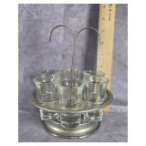 SHOT GLASS CADDY WITH  6 SHOT GLASSES