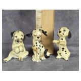 THREE SMALL DALMATIAN DOG FIGURINES JAPAN