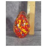 MURANO-STYLE EGG SHAPED  ART GLASS PAPERWEIGHT