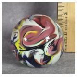 MURANO-STYLE ART GLASS PAPERWEIGHT SIGNED