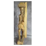VINTAGE WOOD CARVED FOLK ART 15.5" TALL