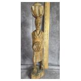 VINTAGE WOOD CARVED FOLK ART 14.5" TALL