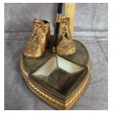 VTG. BRONZED BABY SHOE DESK CADDY