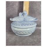 CERAMIC KISSING LOVE BIRDS TRINKET BOX