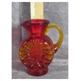 AMBERINA SUNFLOWER GLASS PITCHER
