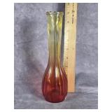 JEANNETTE GLASS AMBERINE RIBBED BUD VASE