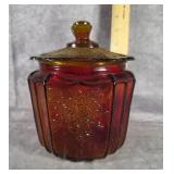 RUBY RED AMBERINA GLASS BISCUIT JAR