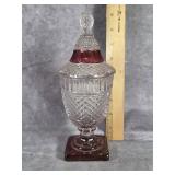 WESTMORELAND GLASS RUBY-FLASHED COVERED DISH
