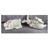 PAIR OF LARGE CERAMIC BUNNY RABBIT FIGURINES