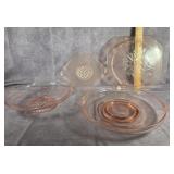 FOUR PIECES OF PINK DEPRESSION GLASS