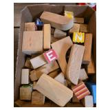 WOODEN BUILDING BLOCKS BOX LOT
