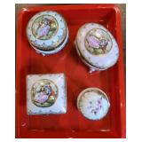 FOUR SMALL VICTORIAN CERAMIC TRINKET BOXES