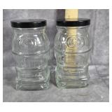 VTG. GLASS JAR COIN BANKS POY-BELLY WOOD STOVES