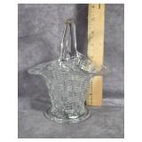 CLEAR PRESSED GLASS WOVEN BASKET