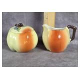 VINTAGE APPLE AHAPED CREAMER & SUGAR BOWL