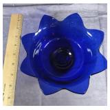 COBALT BLUE GLASS LOTUS BOWL
