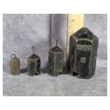 4 CAST IRON SCALE WEIGHTS FOR BALANCE OR HANGING